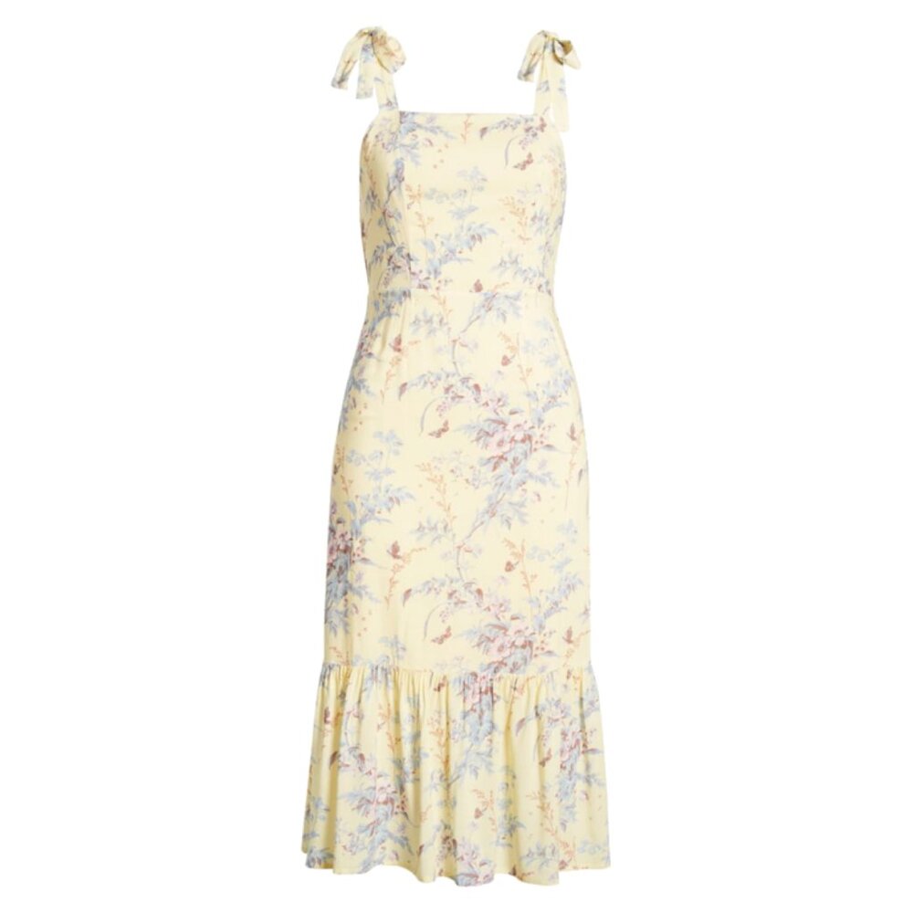 Beautiful Yellow Floral-Pattern Paige Denim Dress - Size M